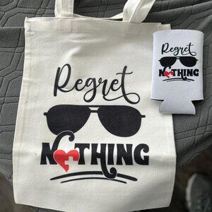 Regret Nothing Tote Bag & Drink Wrapper New